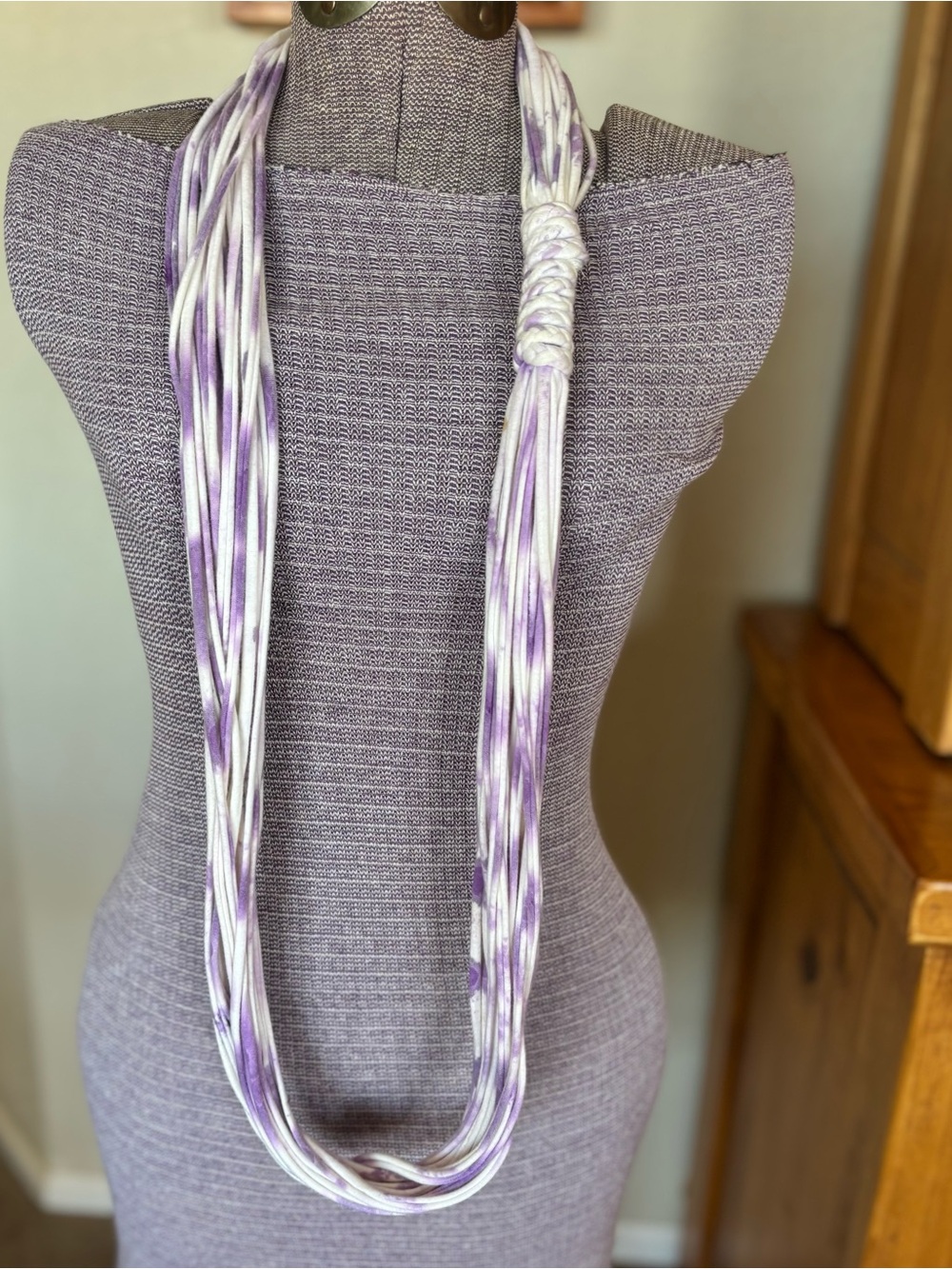 Tie Dyed infinity spaghetti T-shirt scarf. Personally handmade. Good condition - Picture 6 of 9